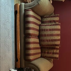 Brown and Tan Striped Accent Pillows